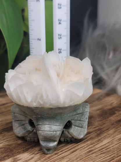Rose Calcite Specimen UV Elephant Carving: Gentle Love and Radiant Energy