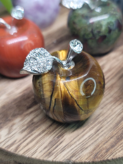 Large Apple Crystal with Silver Jeweled Leaf: Symbol of Abundance and Wisdom