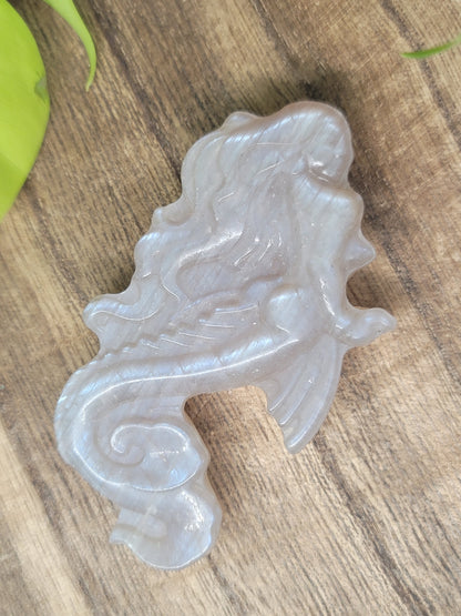 Moonstone Mermaid Carving – High Flash, Intuition & Feminine Power