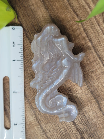 Moonstone Mermaid Carving – High Flash, Intuition & Feminine Power