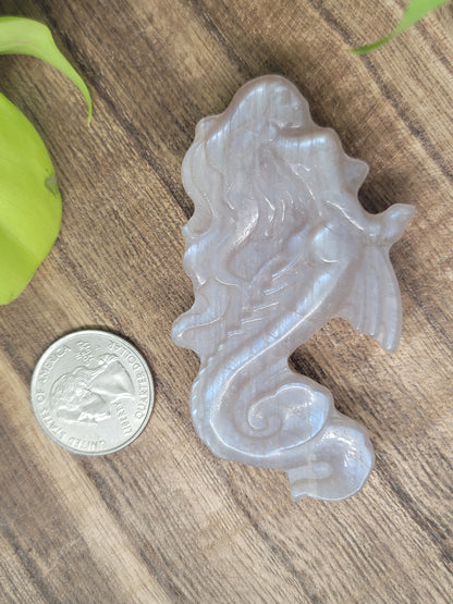 Moonstone Mermaid Carving – High Flash, Intuition & Feminine Power