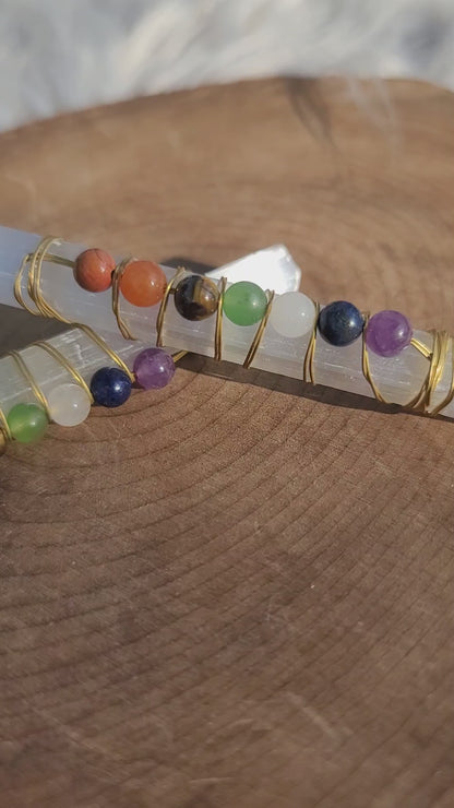 Selenite Chakra Stick with Chakra Beads: Harmonizing Energies