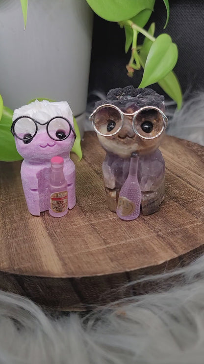 Little Man Carving on Matrix: Unique Character and Earthy Energy
