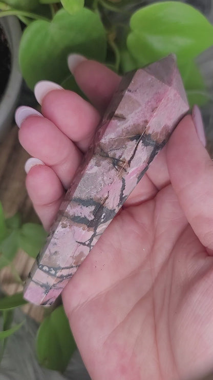 Rhodonite Wand – Crystal for Emotional Healing & Inner Strength