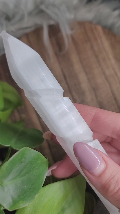 Satin Spar Selenite Wand: Cleanse and Amplify Energy