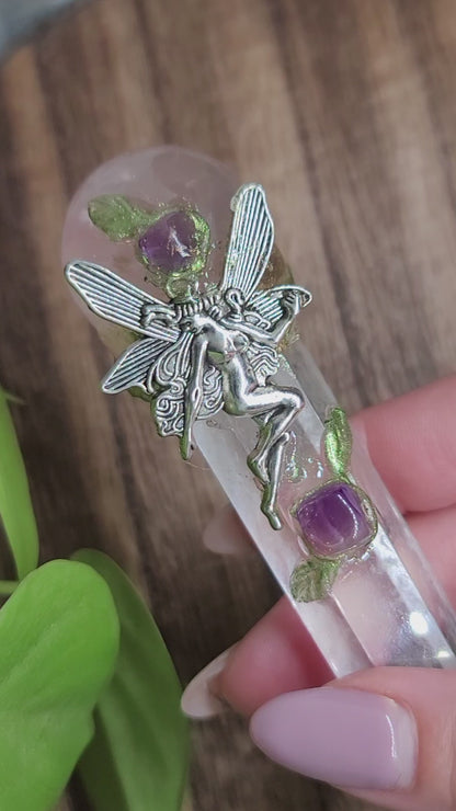 Handcrafted Quartz & Rose Quartz Wand – Unique Energy Tool for Healing & Manifestation