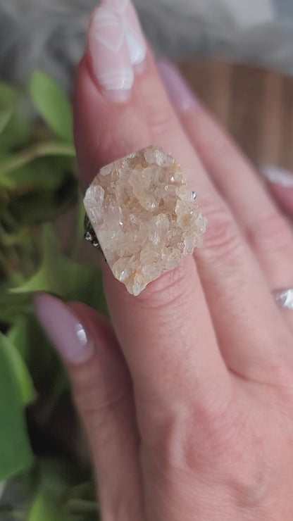 Druzy Quartz Specimen Ring: Sparkling Energy and Amplified Intentions