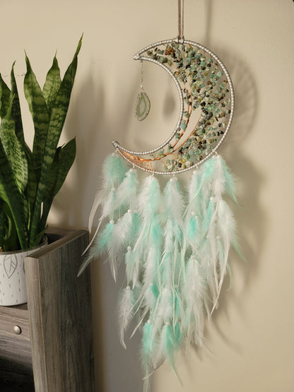 Large Moon Dreamcatcher – Tree of Life with Carnelian, Citrine, Caribbean Calcite or Dyed Howlite