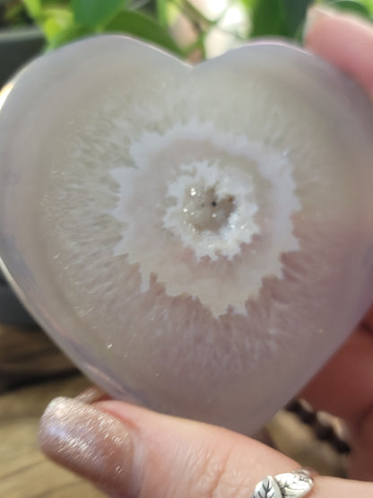 Aura Druzy Agate Heart on Silver Stand – Fresh Energy, Radiance & Spiritual Glow